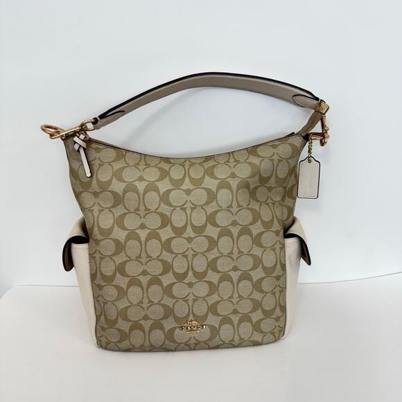 Coach Pennie Shoulder Bag Signature Coated Canvas Refined Pebbled Leather C1523 - Picture 4 of 14
